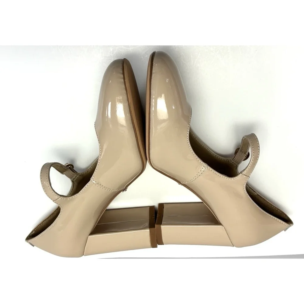 MIZCHI Lalita Beige Patent Leather Mary Jane Heels Womens US 4.5 EU 34.5